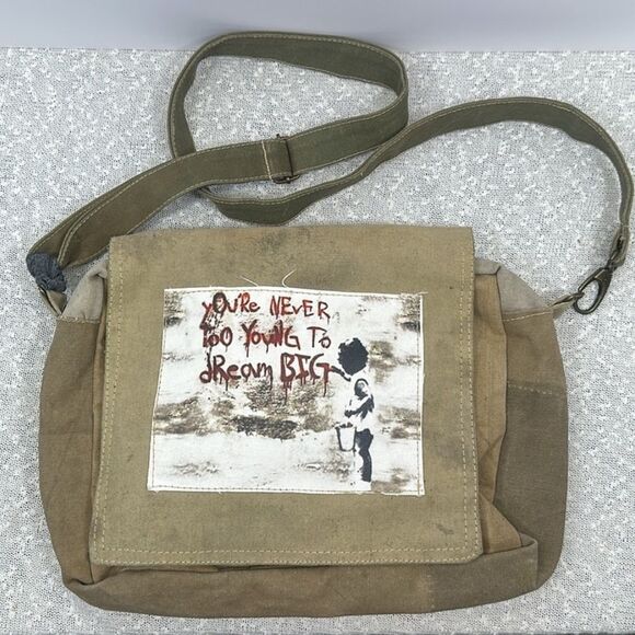 VINTAGE ADDICTION Never Too Young Crossbody Messenger Bag Purse Tote - Picture 1 of 12